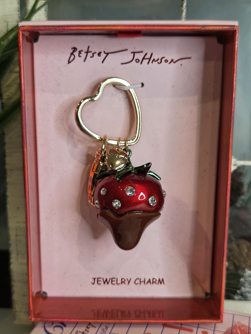 Betsey Johnson Strawberry Chocolate Charm/Keyring - Picture 2 of 4
